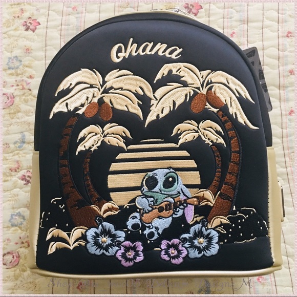 Loungefly Disney Stitch Satin Mini Backpack & Wallet Ohana Set - Picture 3 of 13